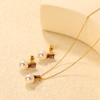 Pearl Mauve Zircon Necklace Set