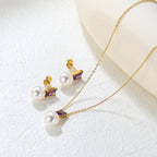 Pearl Mauve Zircon Necklace Set