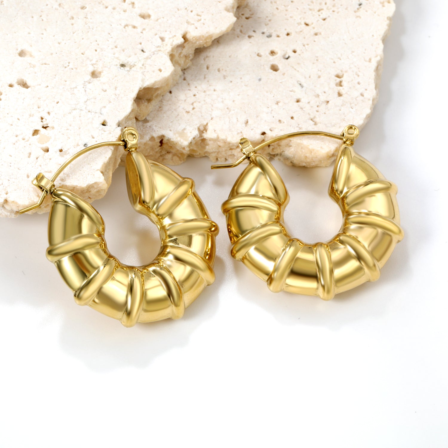 Ripple Gold Hoops