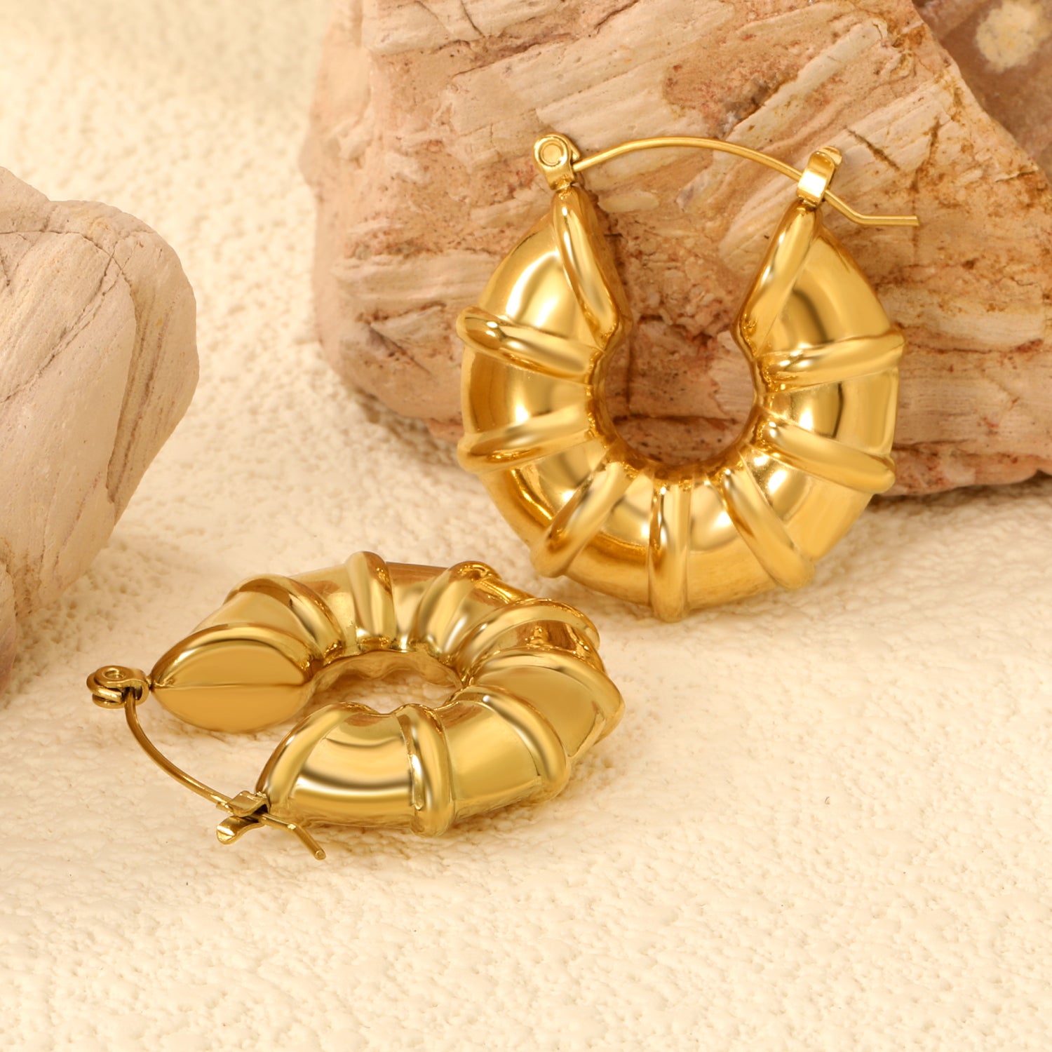 Ripple Gold Hoops