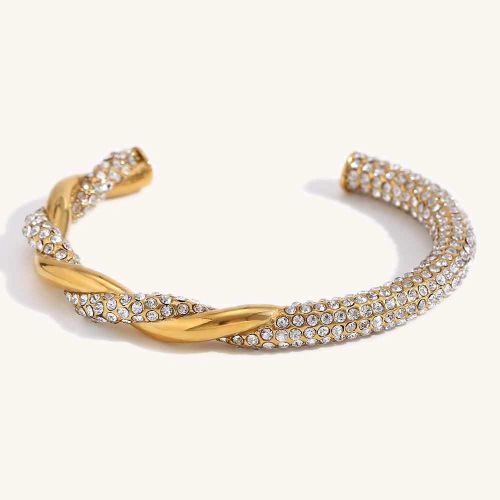 Zircon Twisted Cuff Bangle