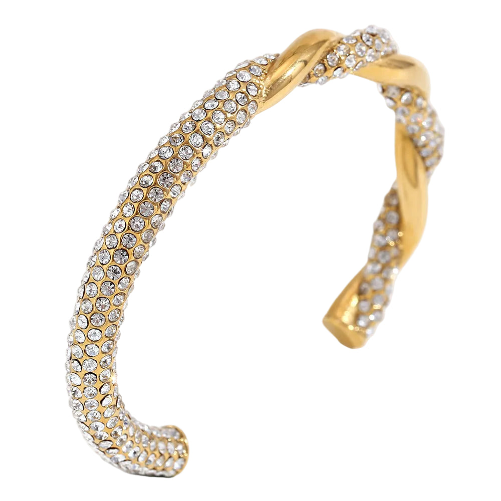Zircon Twisted Cuff Bangle