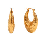 Leaf Textured Hoop Earrings