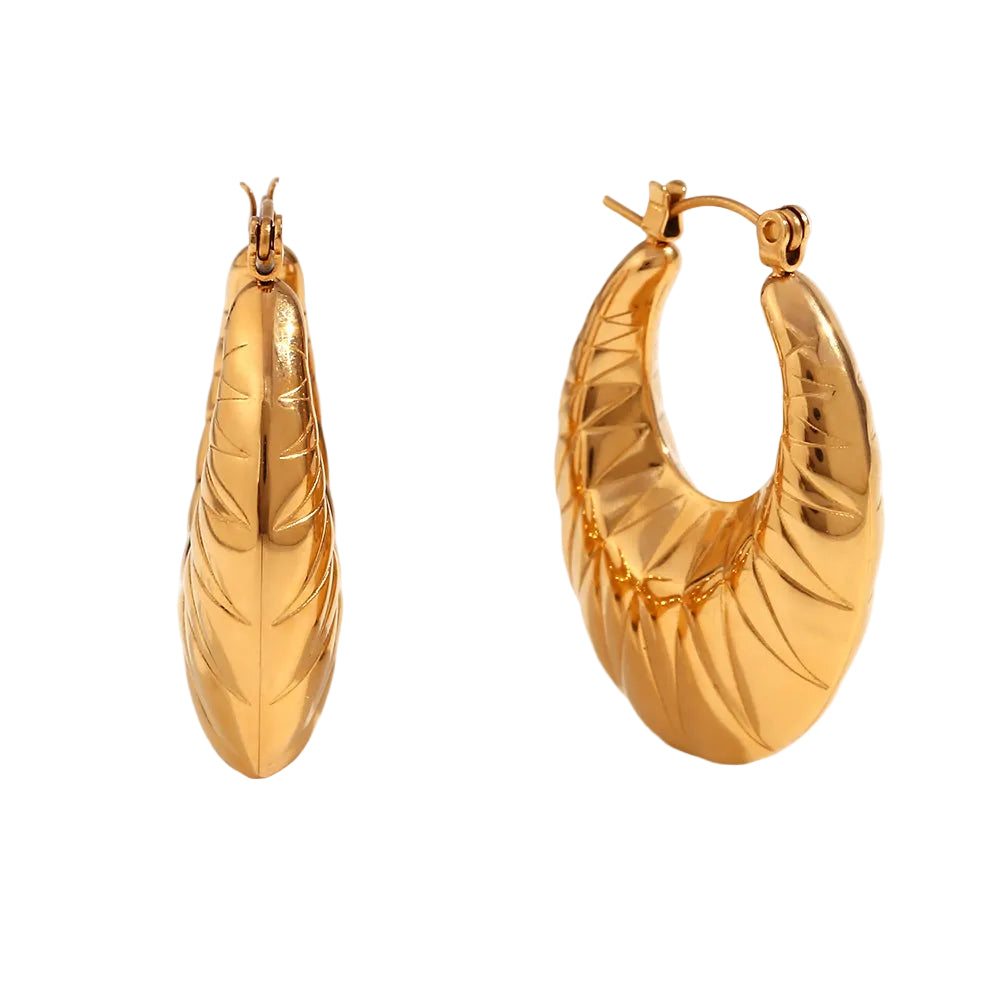 Leaf Textured Hoop Earrings