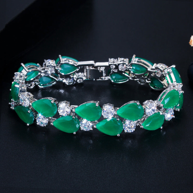 Emerald Radiance Teardrop Bracelet