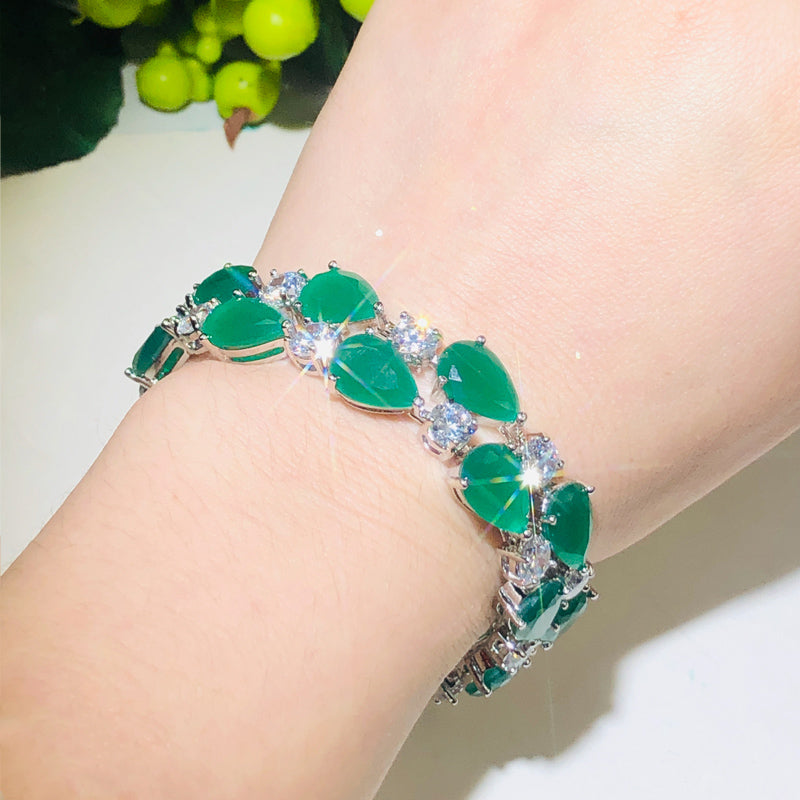 Emerald Radiance Teardrop Bracelet
