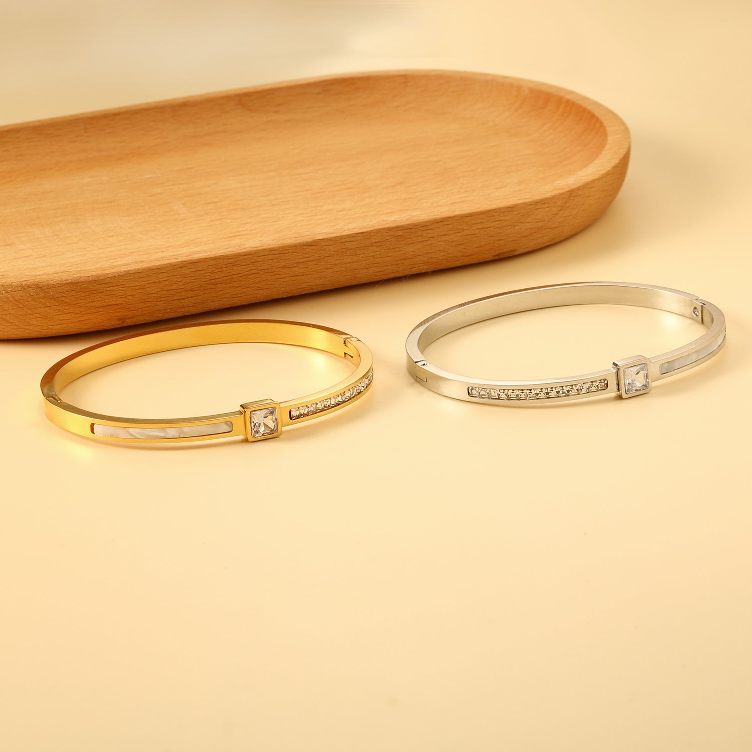 Opal Glow Bangle with Zircons