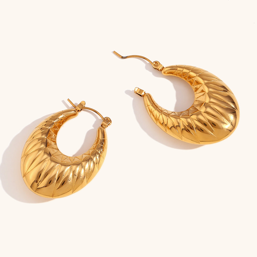 Leaf Textured Hoop Earrings