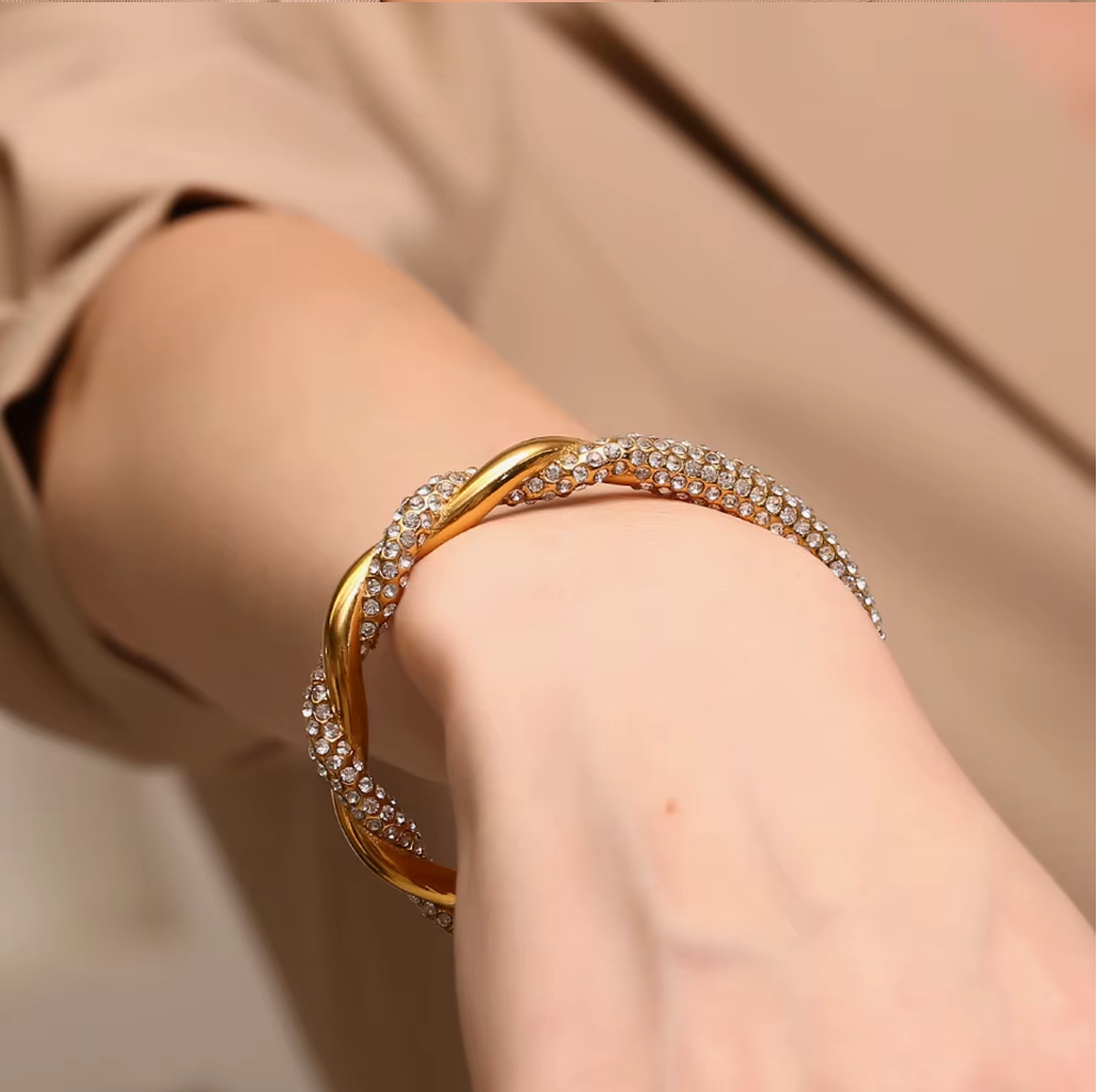 Zircon Twisted Cuff Bangle